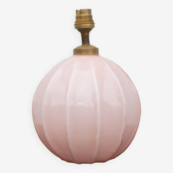 Art deco lamp, table lamp, pink opaline ball lamp, bedside lamp, accent lamp, 40's