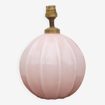 Lampe art déco, lampe à poser, lampe boule opaline rose, lampe de chevet, lampe d'appoint, 40's