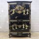 Vintage Chinese black lacquer cabinet soapstone, mother-of-pearl bohemia