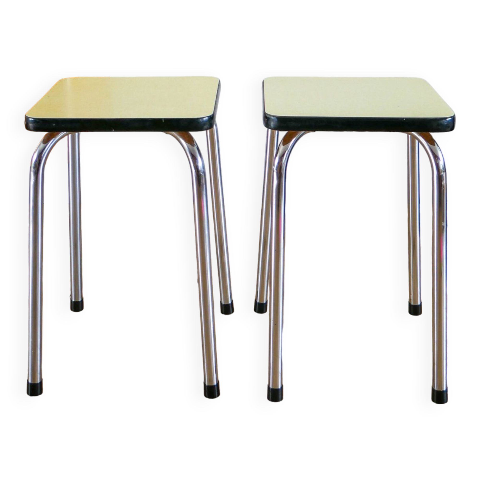 Pair of yellow formica stools, 1970
