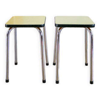 Pair of yellow formica stools, 1970