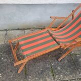 Vintage Deck Chair with Footrest – Transatlantic Stripes