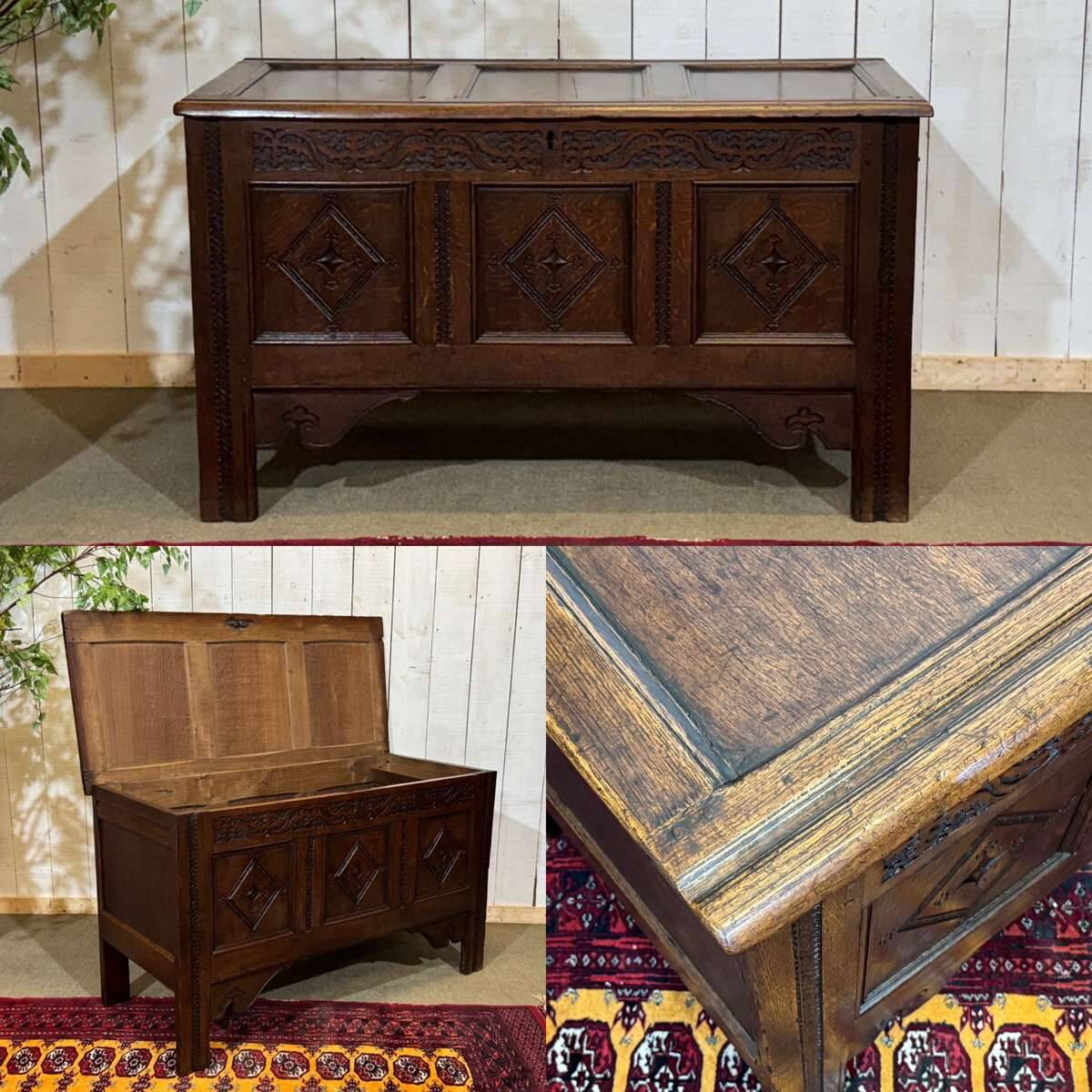 19th-century English oak chest