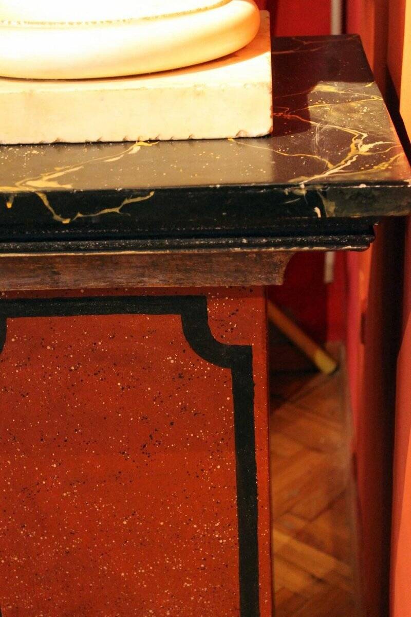 19th Century Italian Faux Marble Lacquer Architectural Pedestals or Columns, Set of 2