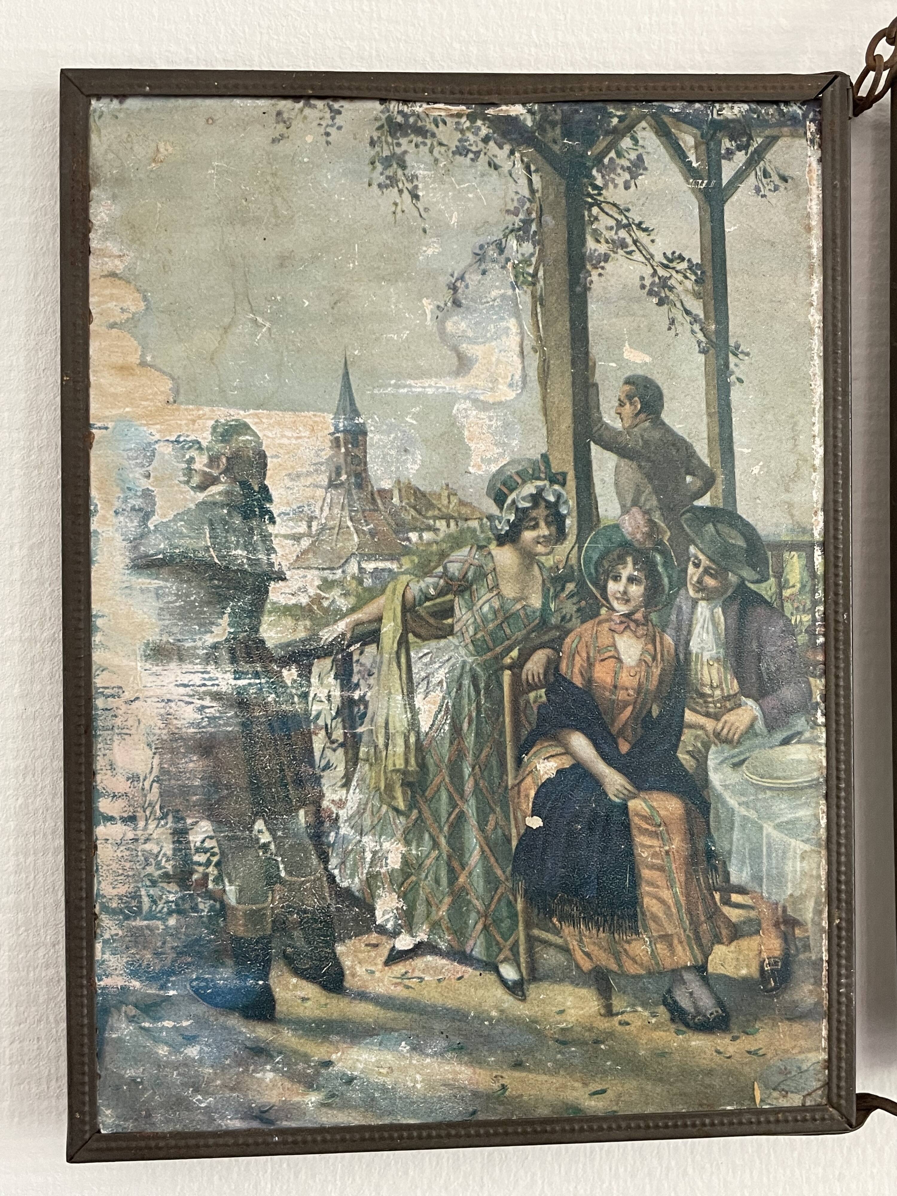 Vintage antique barber triptych mirror