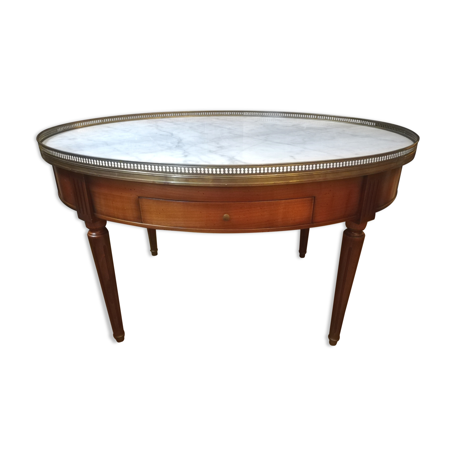 Oval hot water table in cherry and marble