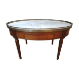 Oval hot water table in cherry and marble