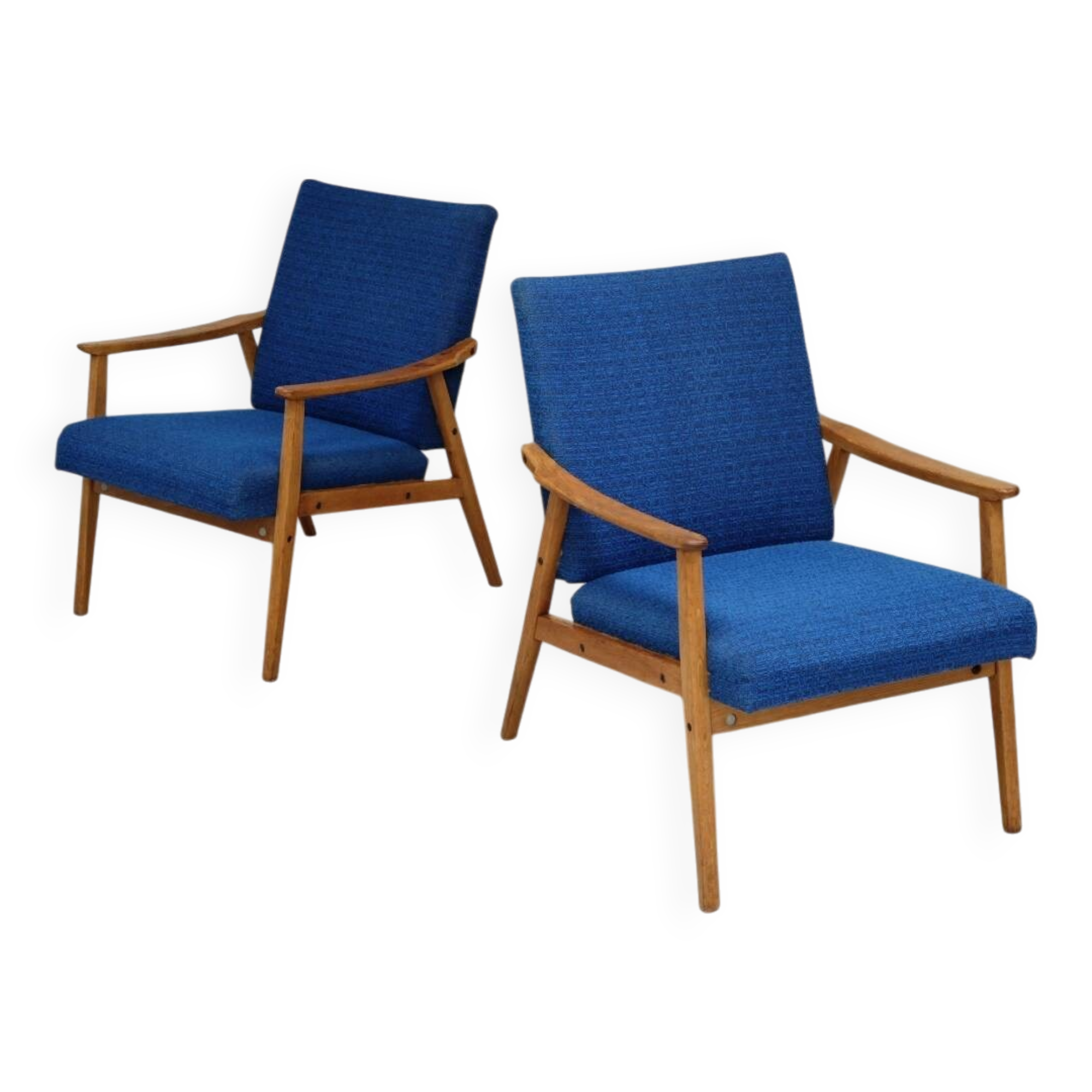 Pair of blue armchairs by Jiri Jiroutek for Interier Praha, 1960