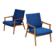 Pair of blue armchairs by Jiri Jiroutek for Interier Praha, 1960