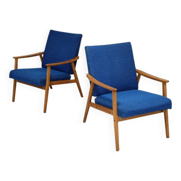 Pair of blue armchairs by Jiri Jiroutek for Interier Praha, 1960