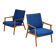 Pair of blue armchairs by Jiri Jiroutek for Interier Praha, 1960