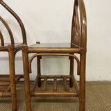 Pair of bamboo and rattan bedside tables