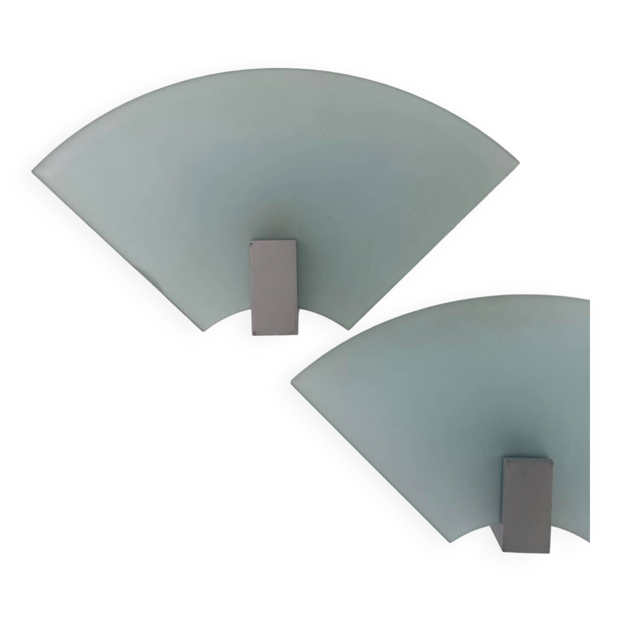 Pair of vintage sandblasted glass wall lights, Italy 1980s