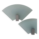 Pair of vintage sandblasted glass wall lights, Italy 1980s