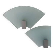 Pair of vintage sandblasted glass wall lights, Italy 1980s