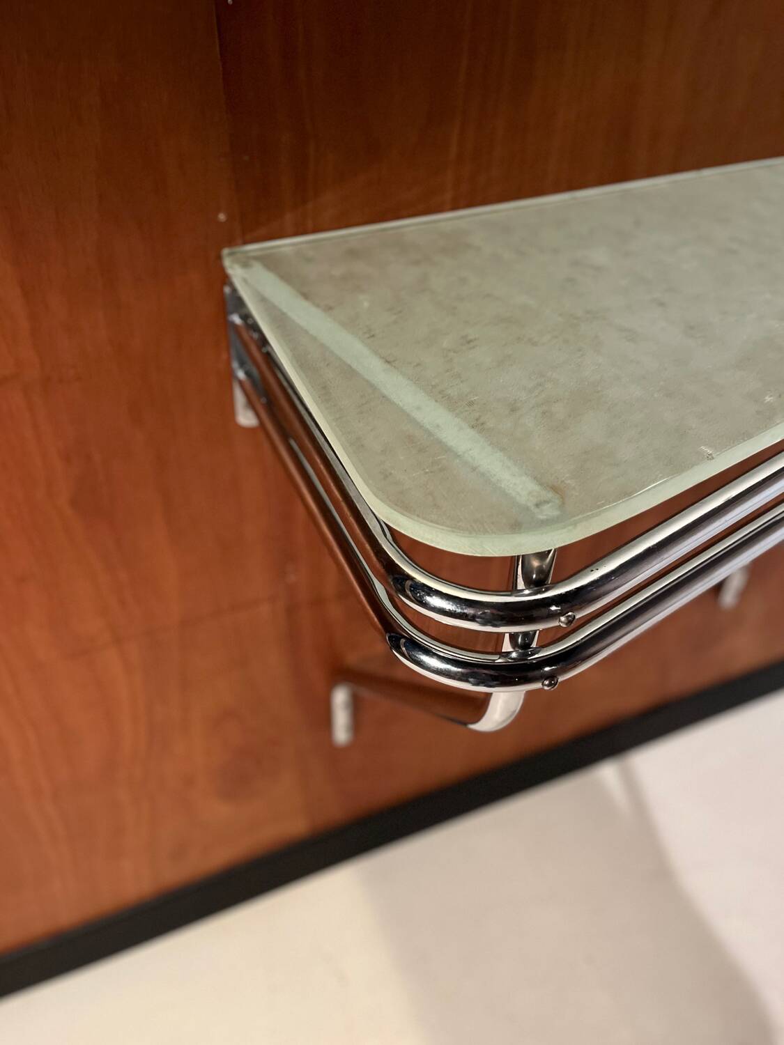 Frosted glass and steel console