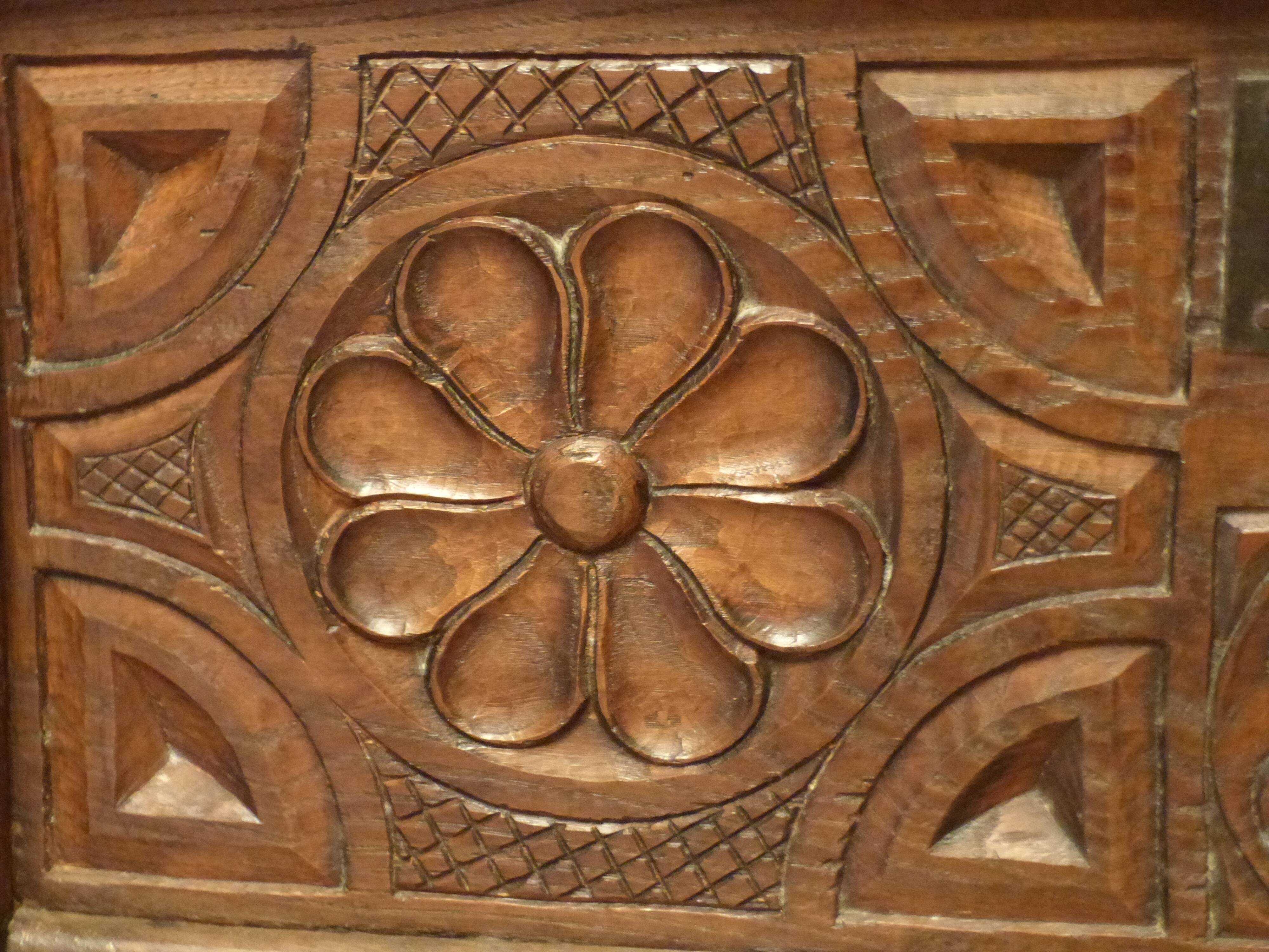 Old sulpture wooden chest