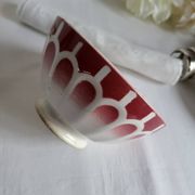 Old bowl in earthenware DIGOIN SARREGUEMINES with faceted burgundy.