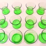 12 Art-Deco aperitif glasses in crystal and sea uraline