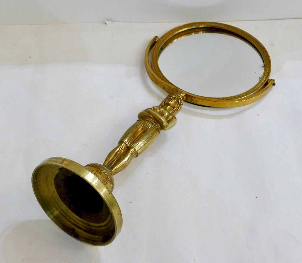 Egyptian standing mirror, made of brass 14x34cm