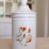 Pharmacy jar "Passiflora" porcelain Lourioux, creations Ph. Dehoulières France