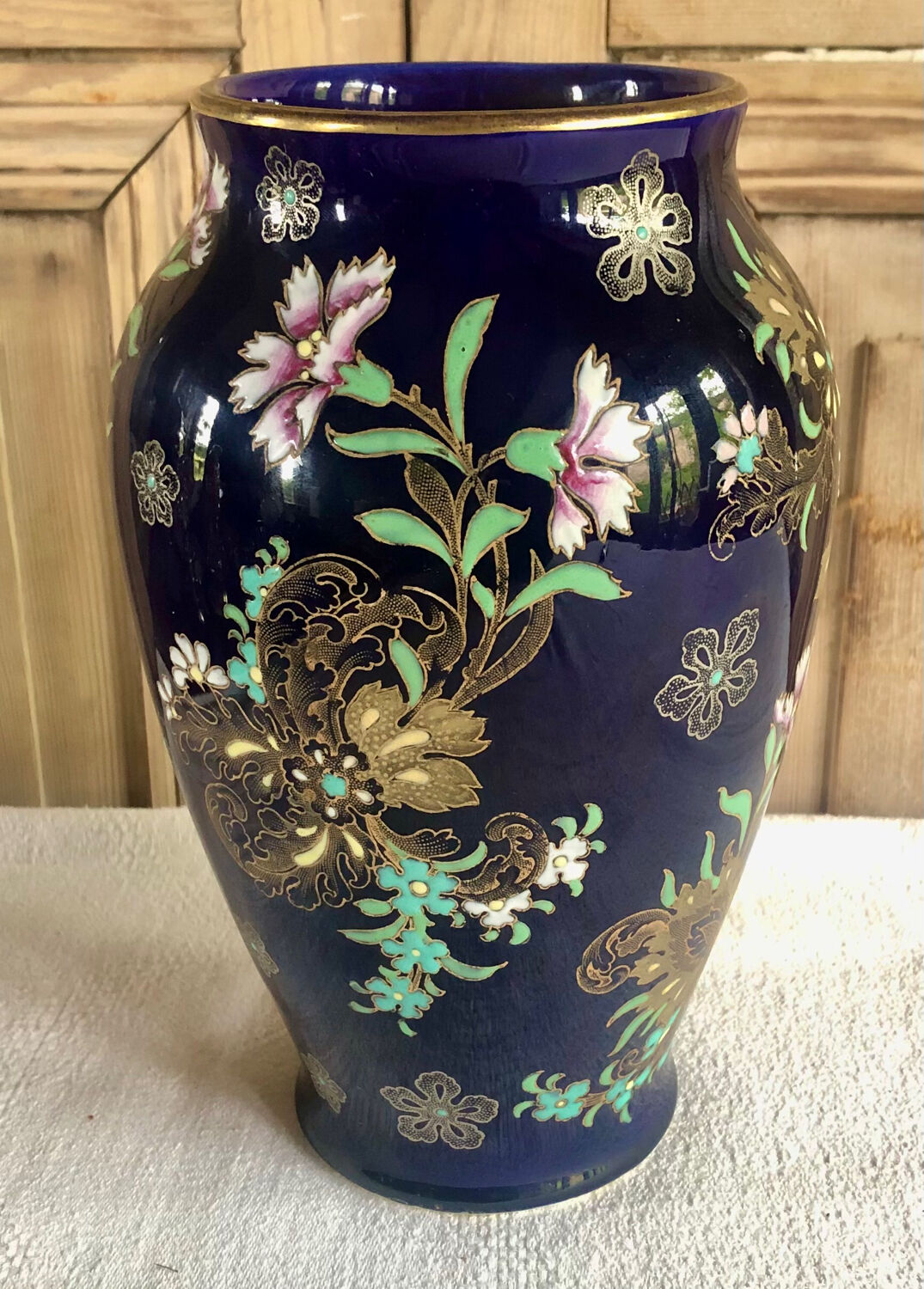 Old vase baluster enamelled lamp Boch Frères Keramis Belgium