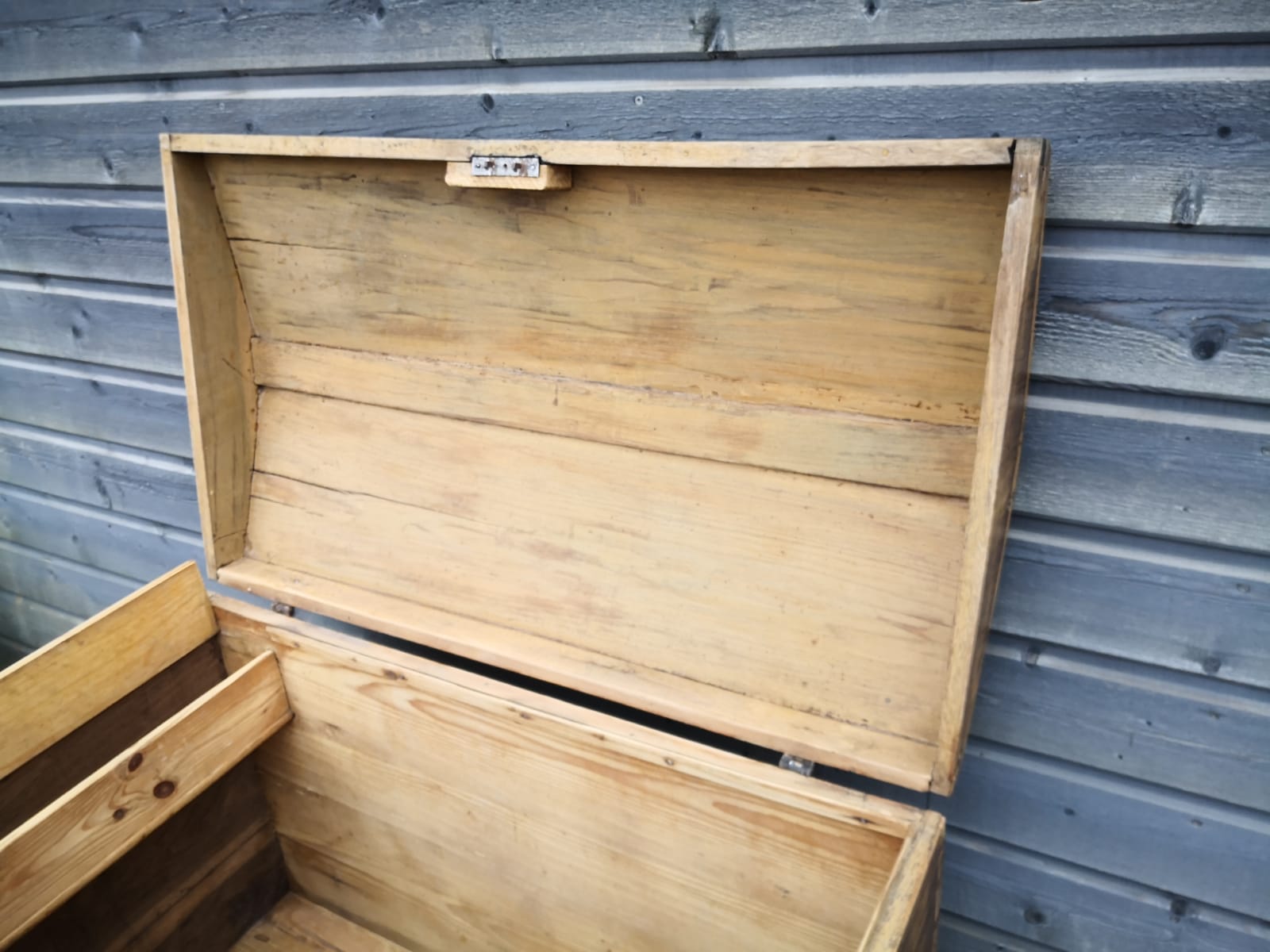 Antique chest, vintage wooden trunk