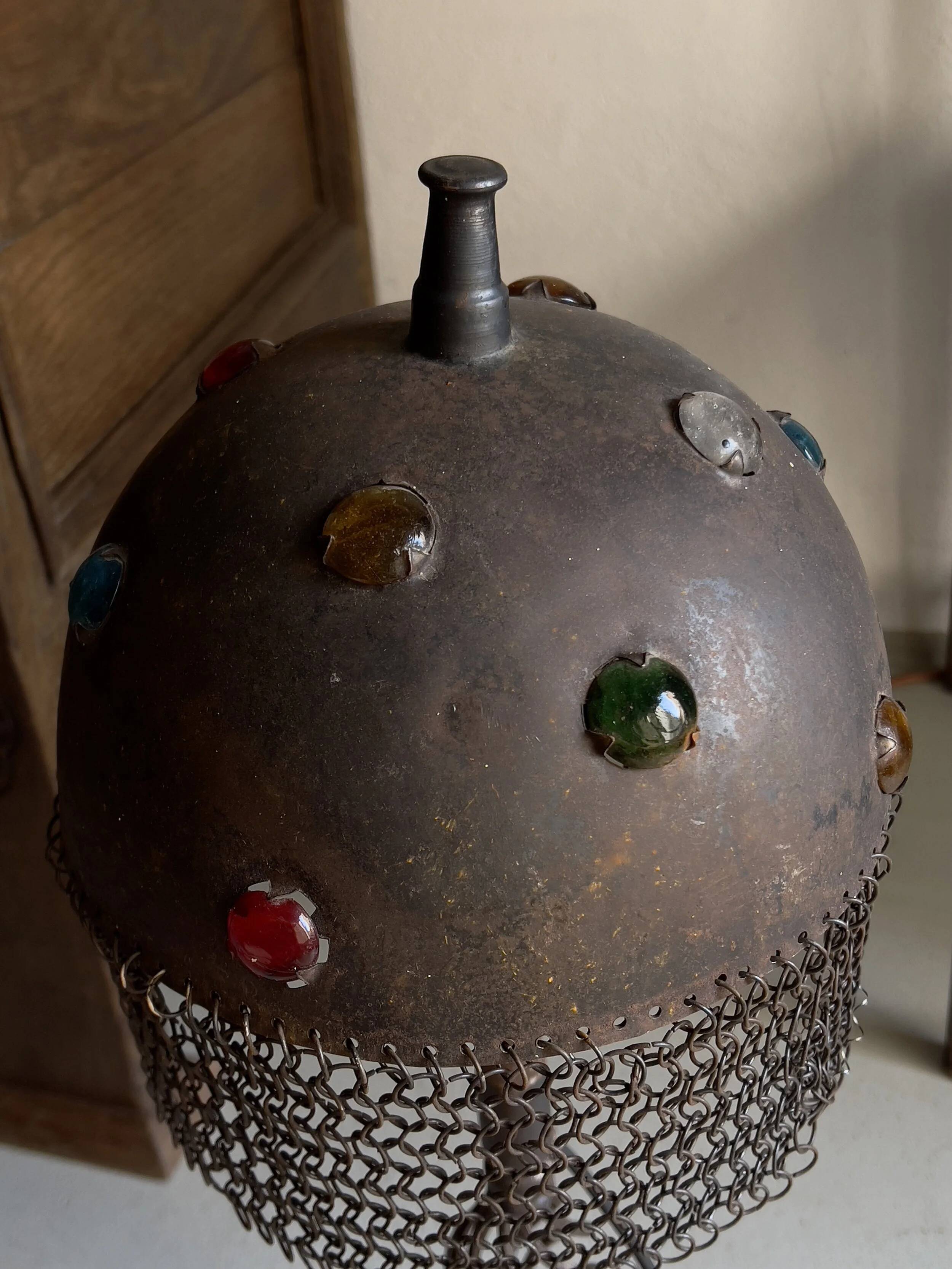 Brutalist iron chain table lamp, 1970s
