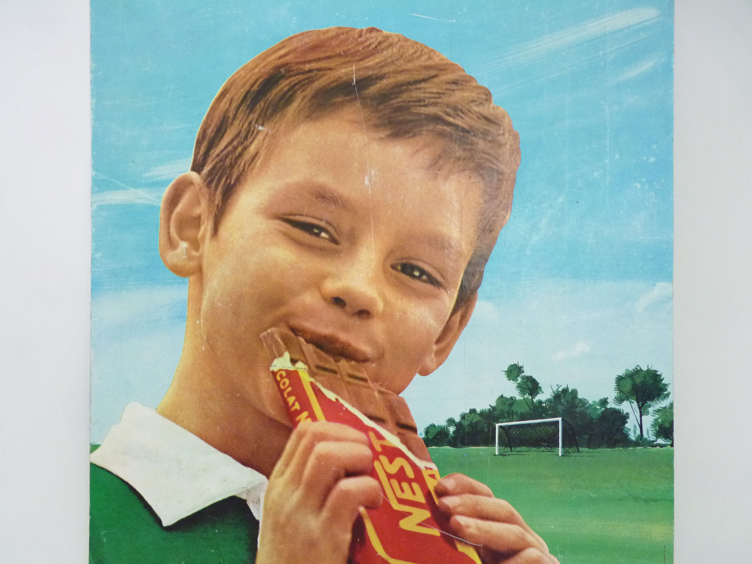 Old double-sided cardboard poster Nestlé Milk Chocolate. Year 60