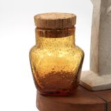 Amber bubble glass bonbonnière in the Biot style, 1970s.