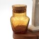 Amber bubble glass bonbonnière in the Biot style, 1970s.