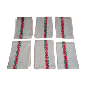 Set de 6 torchons anciens en métis