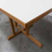 Rare set de 6 tables Baumann 1990, 80x120 et demi lune 120cm