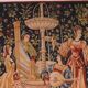 tapestry depicting a mille-feuille and a village festival "Concert"