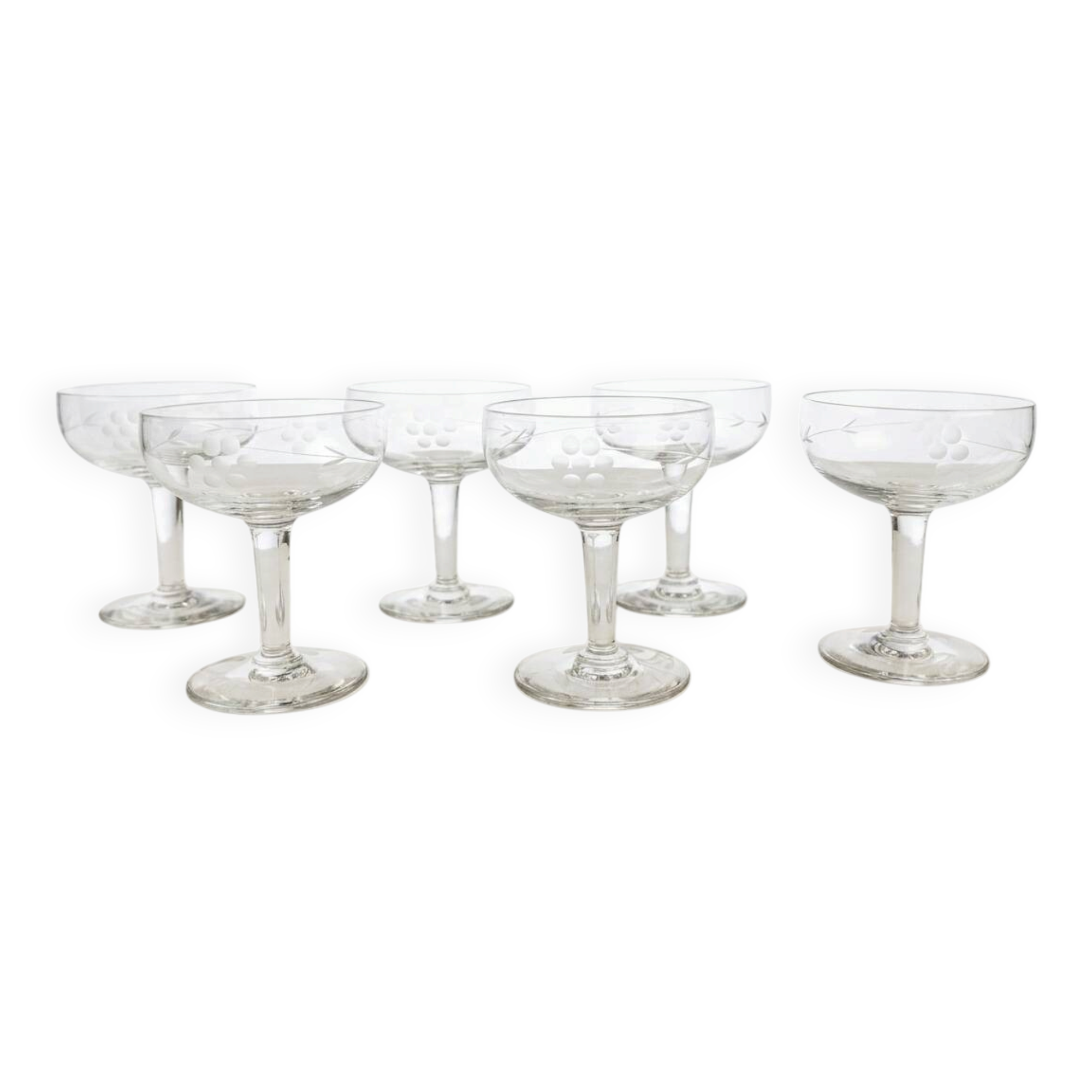Coupes en verre ciselé années 50