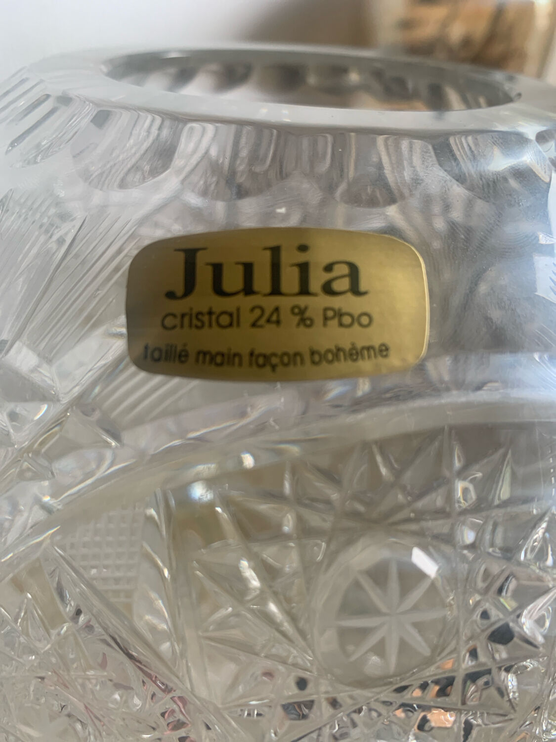 Pair of hand-cut Bohemian crystal ball vases Julia Crystal