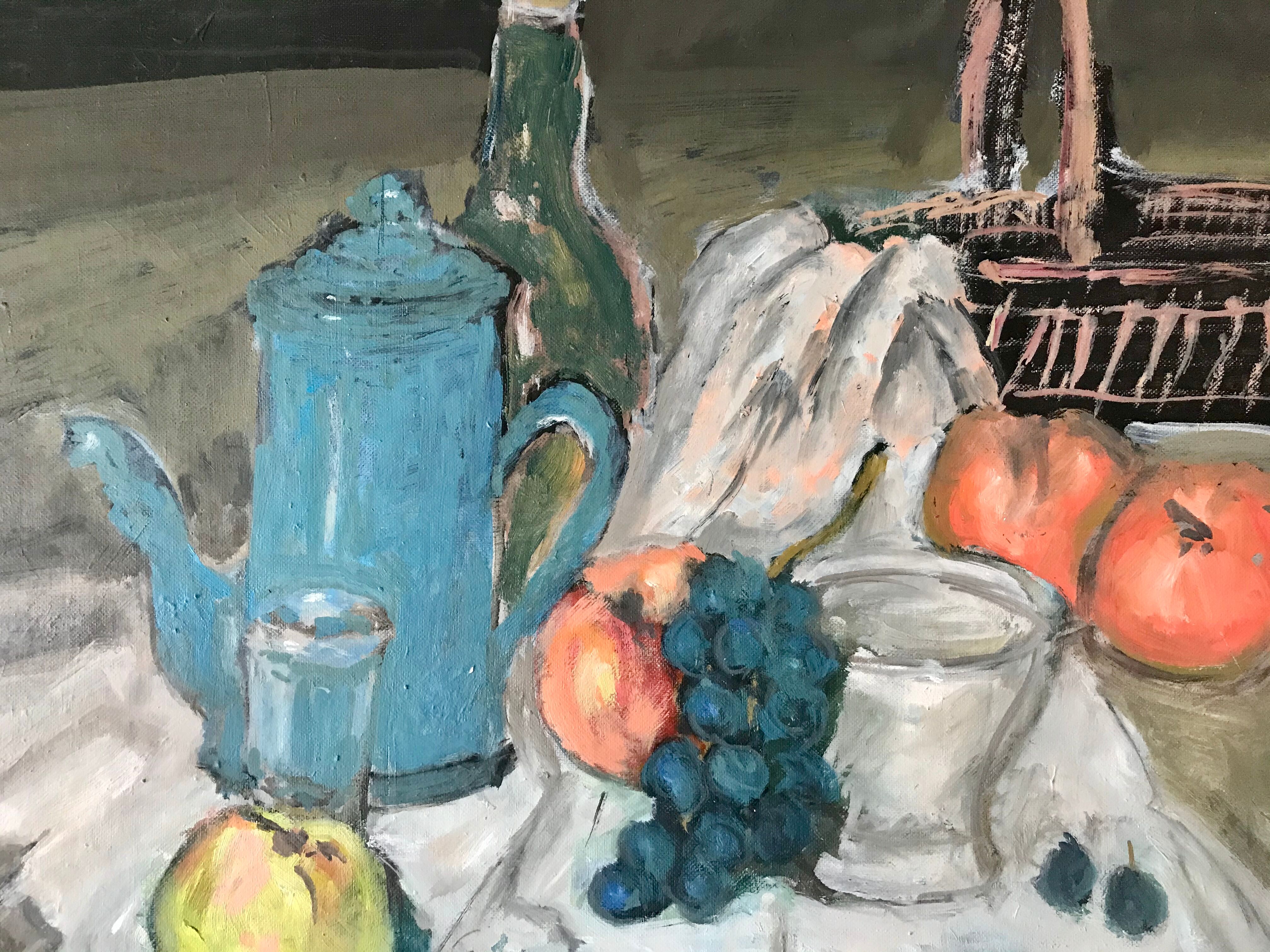 Oil painting on cardboard still life signed vintage
