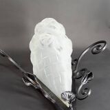 Pair of Wrought Iron Wall Lights by Degué, Art Deco, France, c. 1930