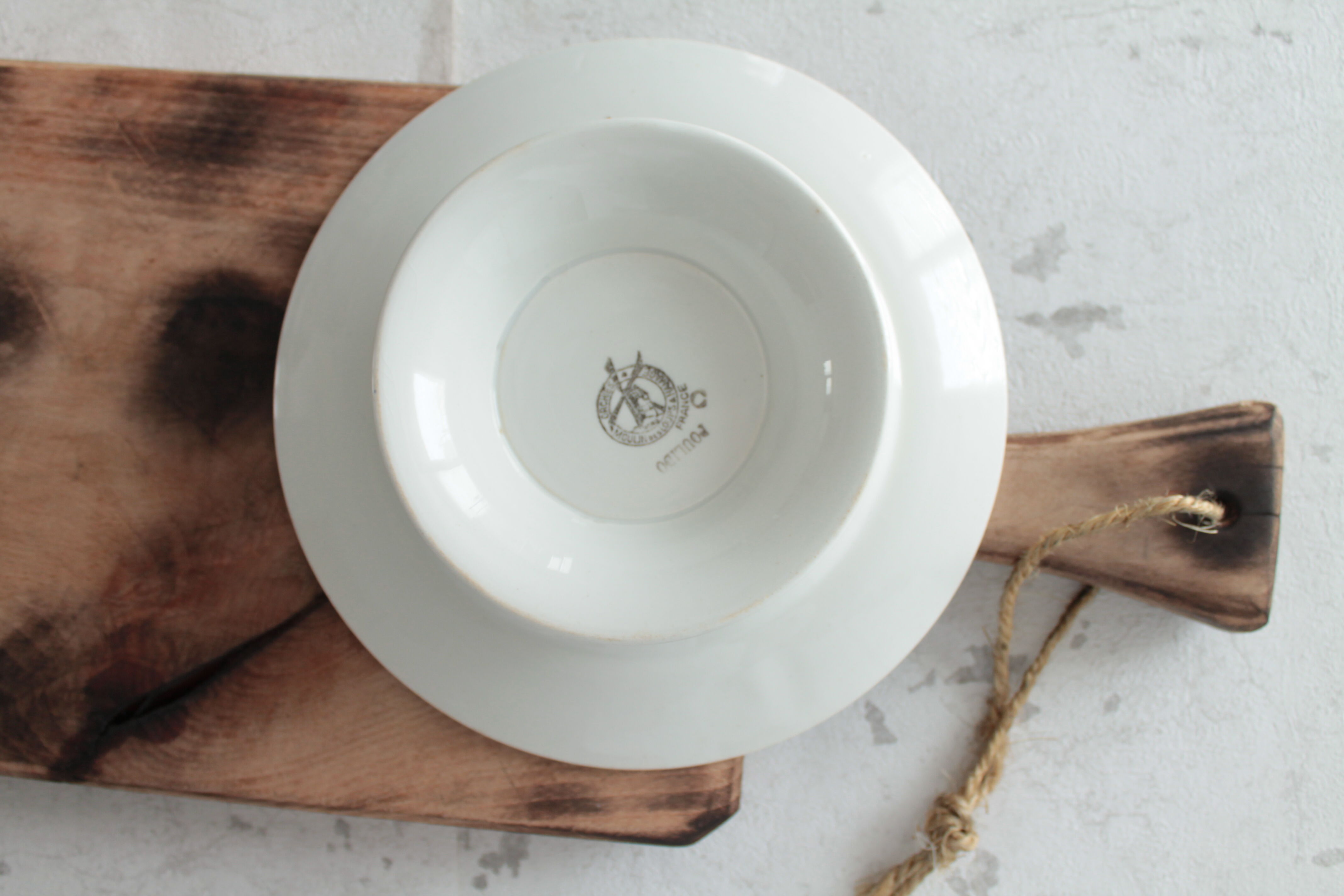 Antique French Art Deco blue & white pedestal cake dish