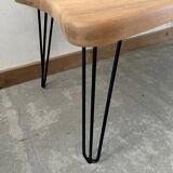 Wooden coffee table with metal legs