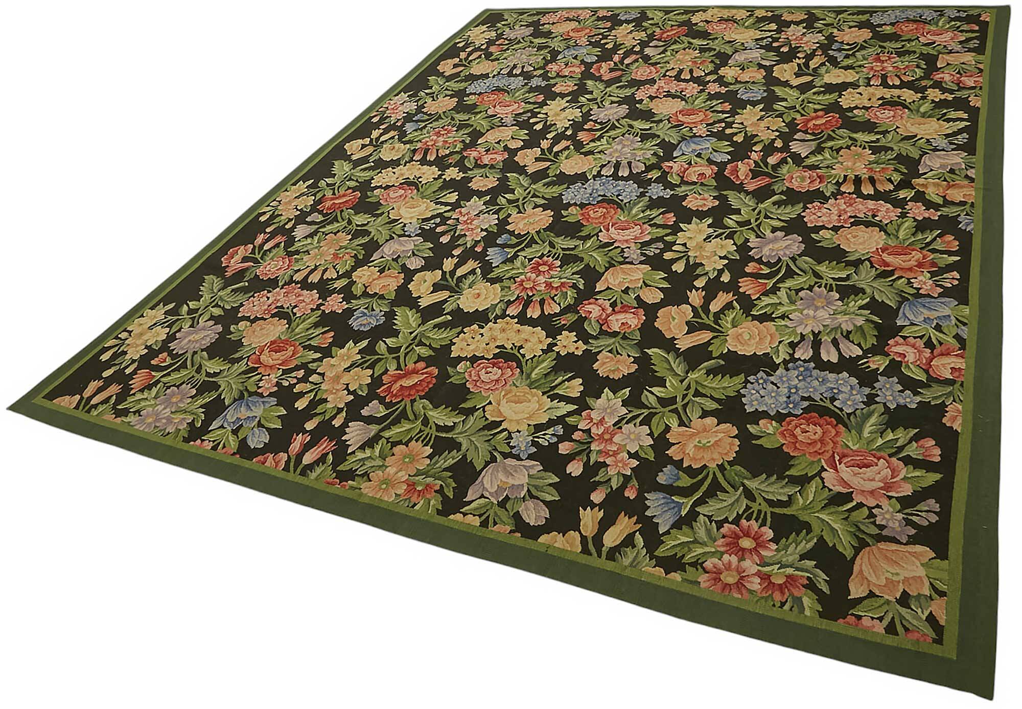Handmade European Vintage Aubusson Kilim 238 cm x 306 cm