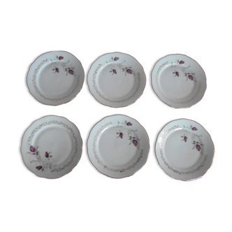 Lot 6 assiettes plates porcelaine Chauvigny