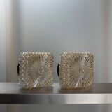 Set of 2 molded glass ceiling lights, 70s.