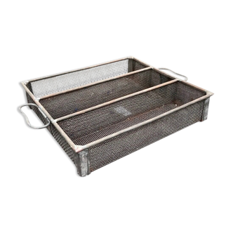Steel storage basket basket - 3 compartments, 2 articulated handles