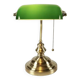 Antique banker's lamp in bronze and green opaline, Art Deco
