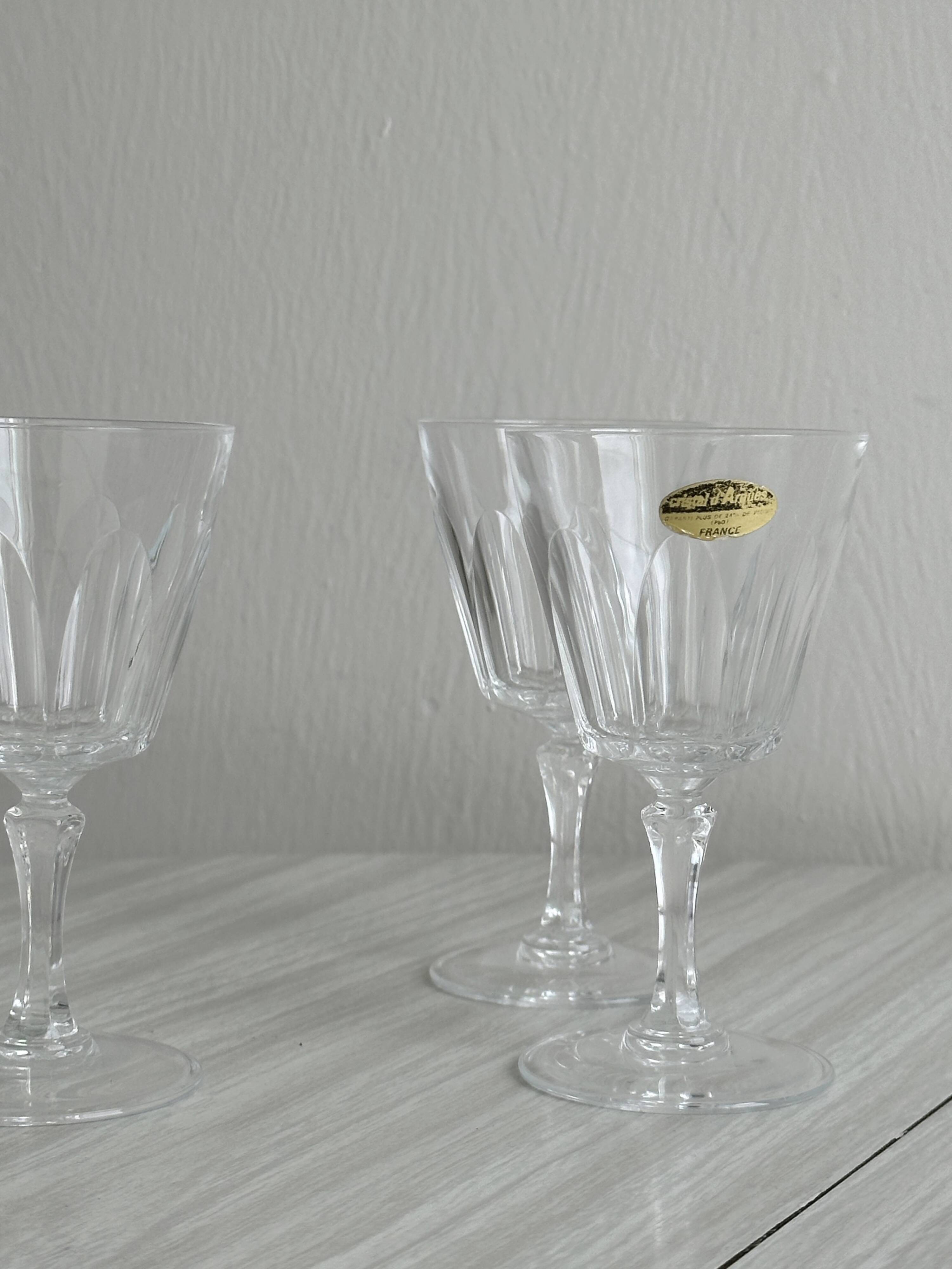 4 vintage crystal liqueur glasses