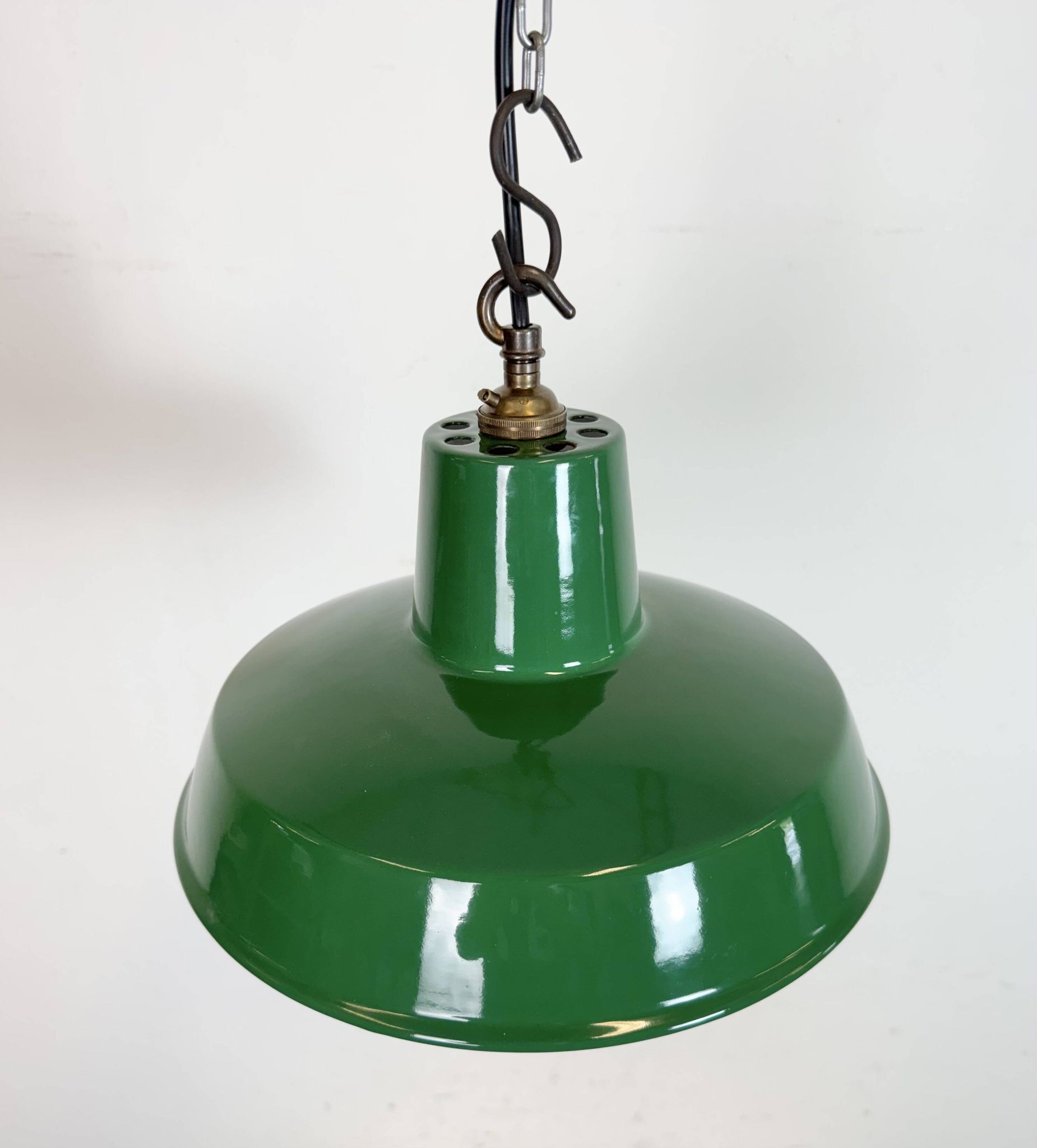 Industrial Green Enamel Factory Pendant Lamp , 1960s