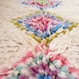 Pastel Béni Ouarain Berber rug with multi-colored Azilal patterns
