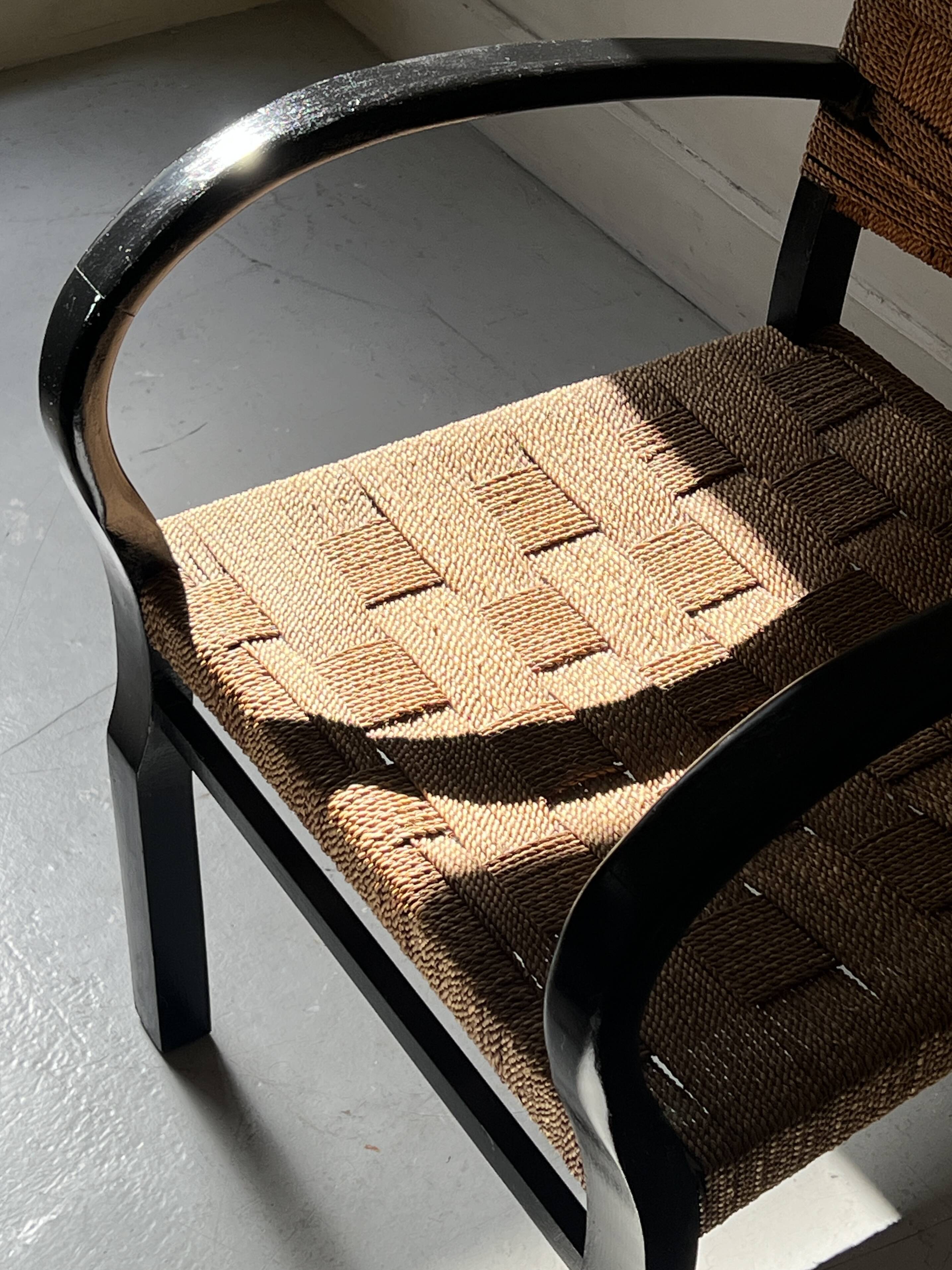 Scandinavian armchair in wood and rope by Axel Larsson, 1950
