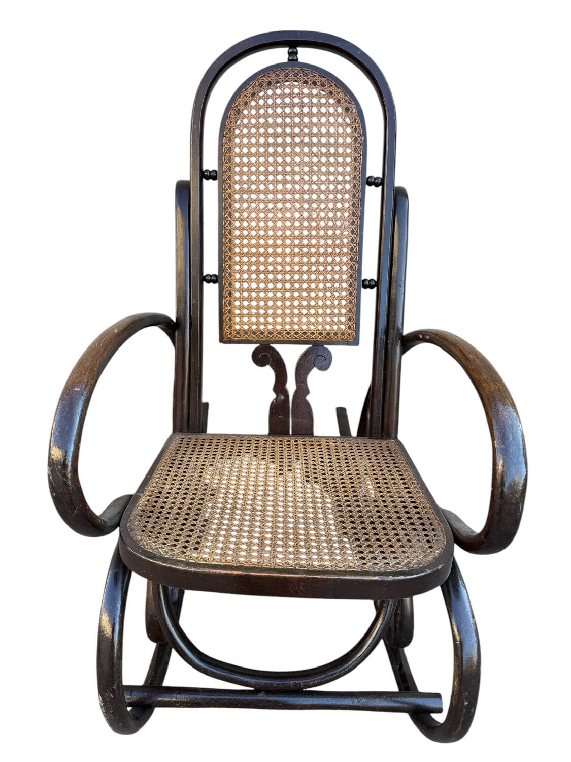 Set de 2 Rocking-chairs Style Thonet Cannée